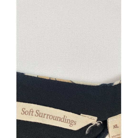 Soft Surroundings Isla Stretch Linen Floral Midi Dress, Black - Size XL - Picture 9 of 10